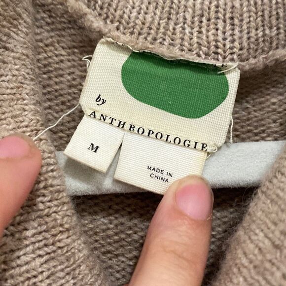 A1 Anthropologie Tan Brown Soft Cowl Neck Sweater Dress Medium GUC - Picture 5 of 7